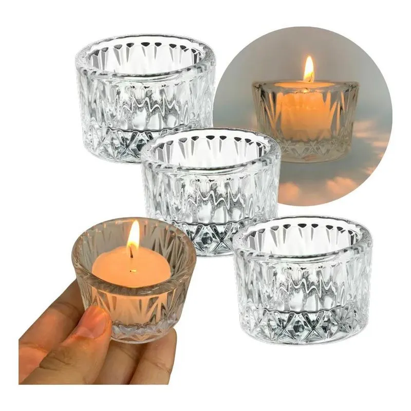 10x Suporte Castiçais Porta Velas Cristal Premium Kit 3 Red