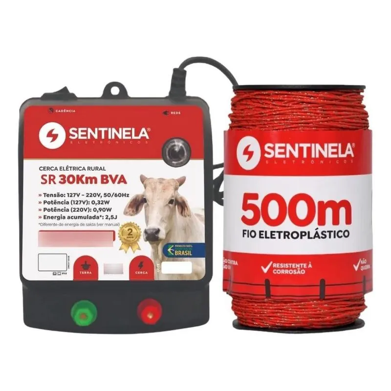 10x Kit Eletrificador Cerca Rural 30km Bivolt + Cabo 500m