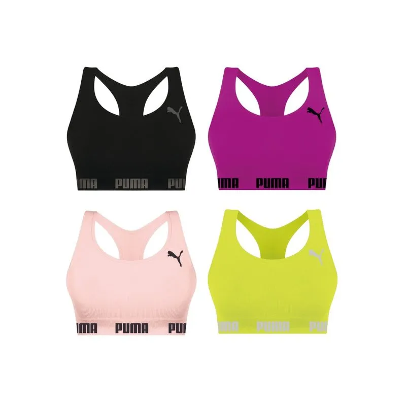 3 Tops Microfibra Puma s/ Costura C/Costa Y Busto Anatômico