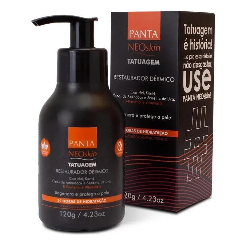 10x Creme Para Tatuagem Restaurador Dérmico 120g Panta Neos