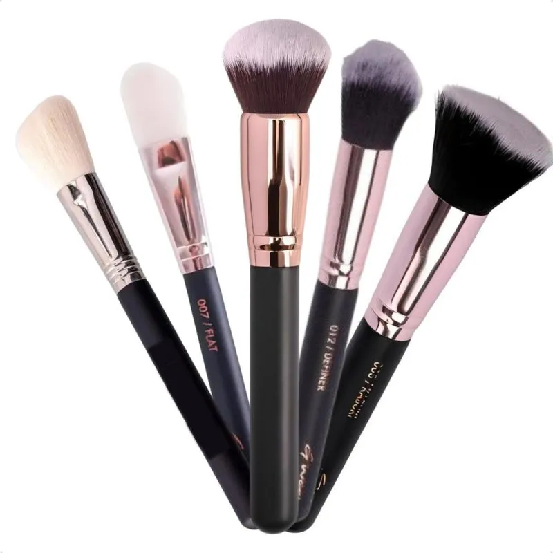 Kit 5 Pinceis Mágico Maquiagem Premium Blush Pó Corretivo