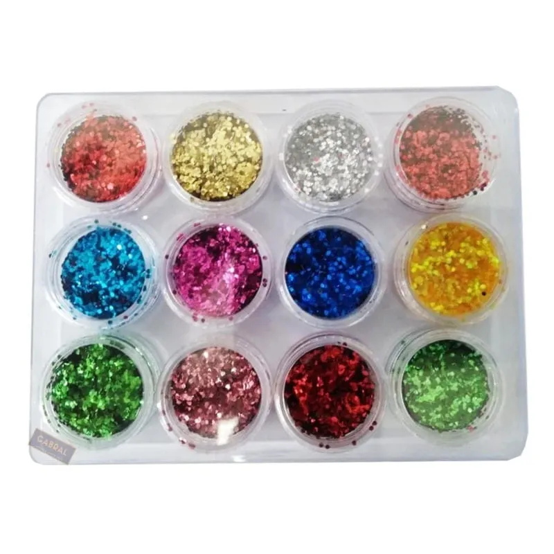 Glitter Flocado Para Unhas Com 12 Unidades