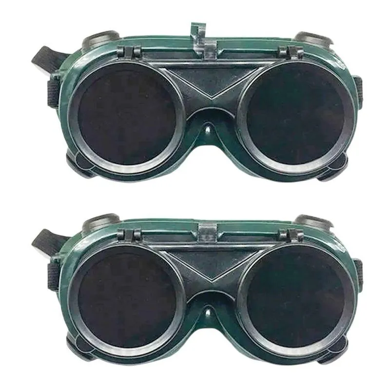 Óculos De Solda Kit 2 Unidades Dupla Lente Fumê E Transparente Articulável Verde Leva Pra Malhar