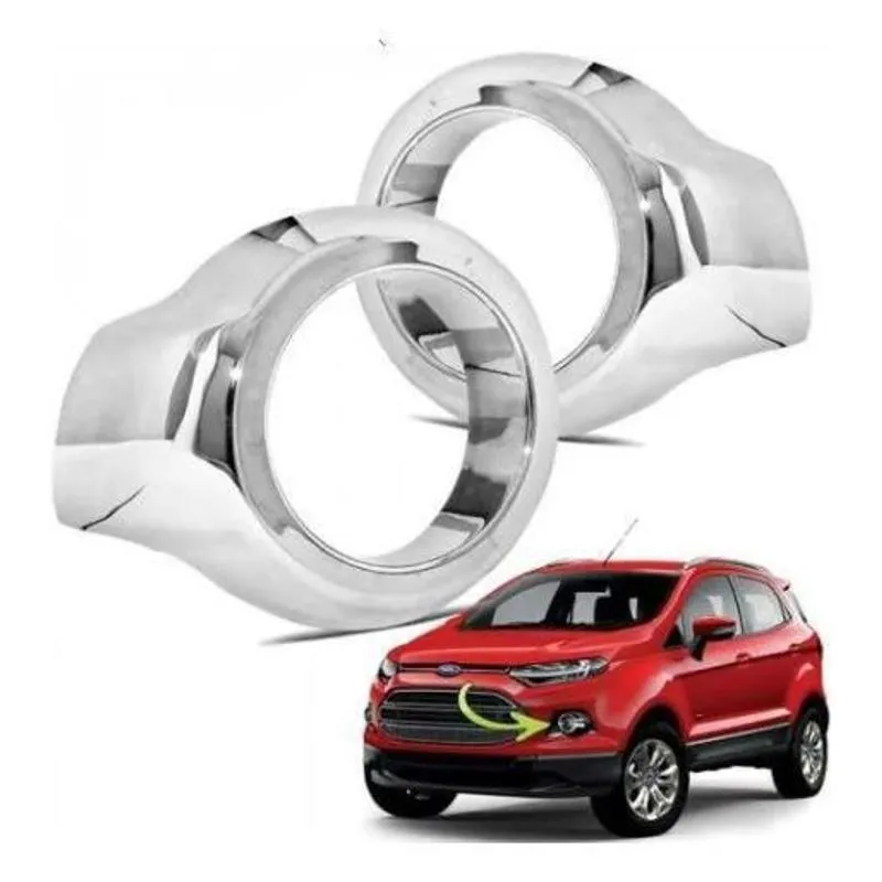 Par Aplique Moldura Farol Milha Cromada Ecosport 13 A 17