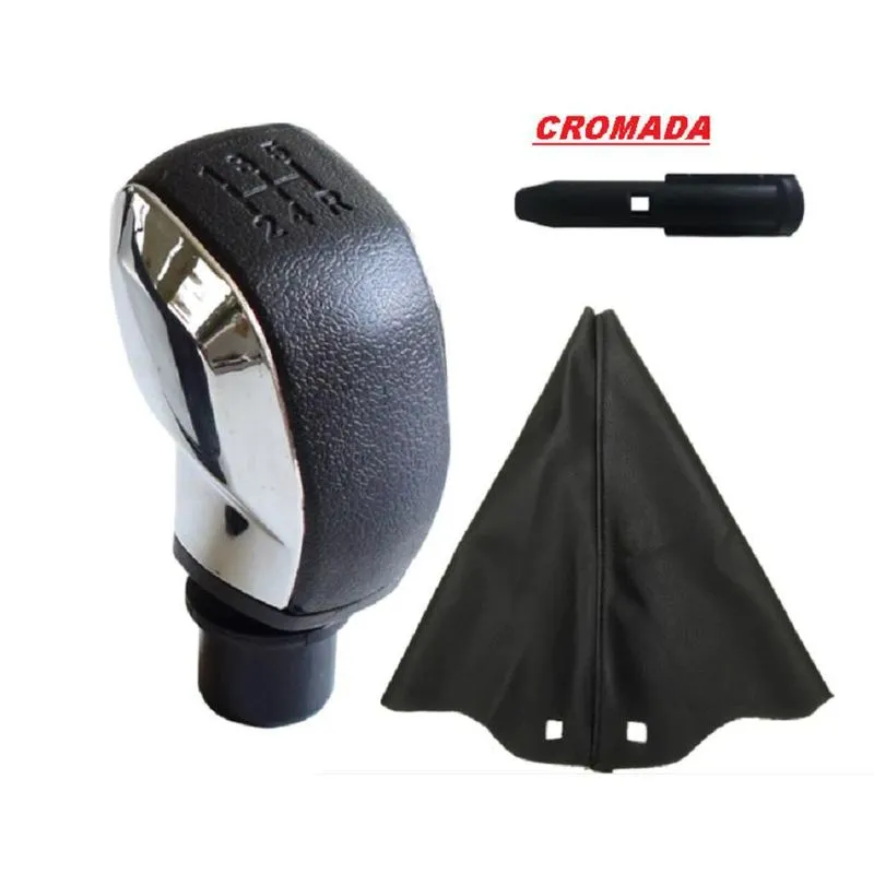 Manopla Bola Cambio Cromada E Coifa Peugeot 206 207 208 308