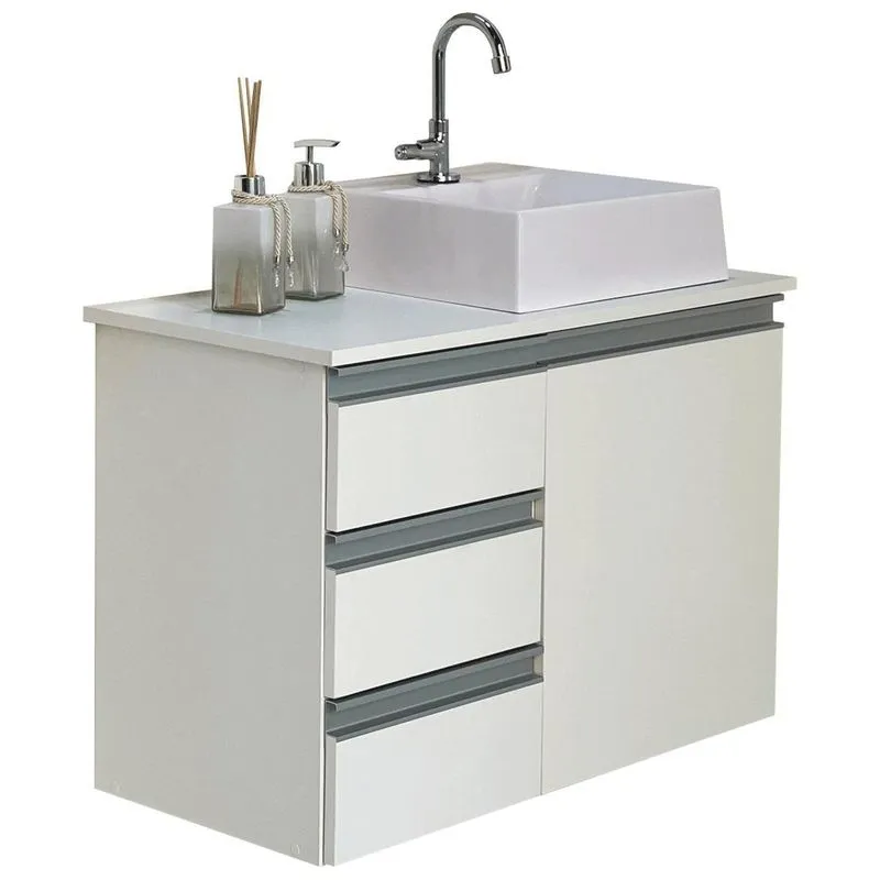 Gabinete Balcão Banheiro Mdf - Abrazzo 70cm Com Cuba
