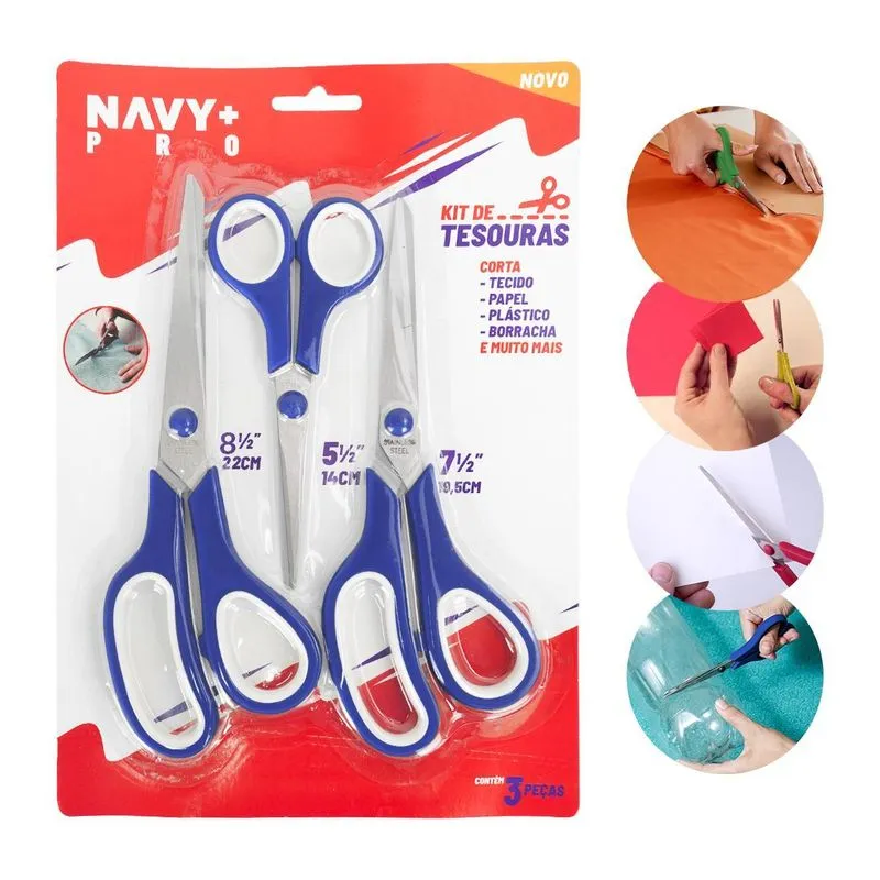 Kit Tesouras Aço Inox Multiuso Costura E Tecido 2 Unidades