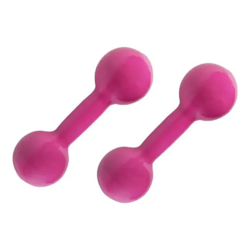 Par Halter Bola Rosa Emborrachado 4Kg Para Treino De Pilates