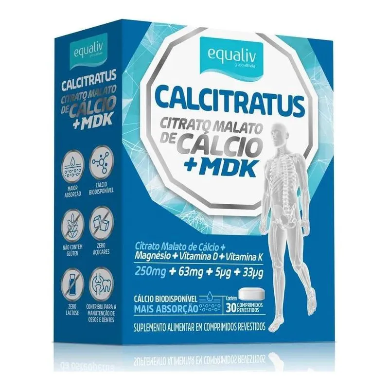 Calcitratus Equaliv 30 Comprimidos Cálcio Magnésio Vit D E K