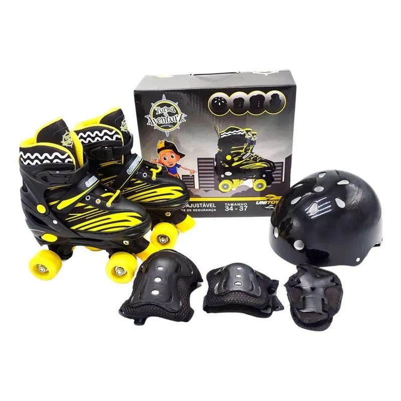 10x Patins Infantil Quad 4 Rodas Ajustável + Kit Proteção