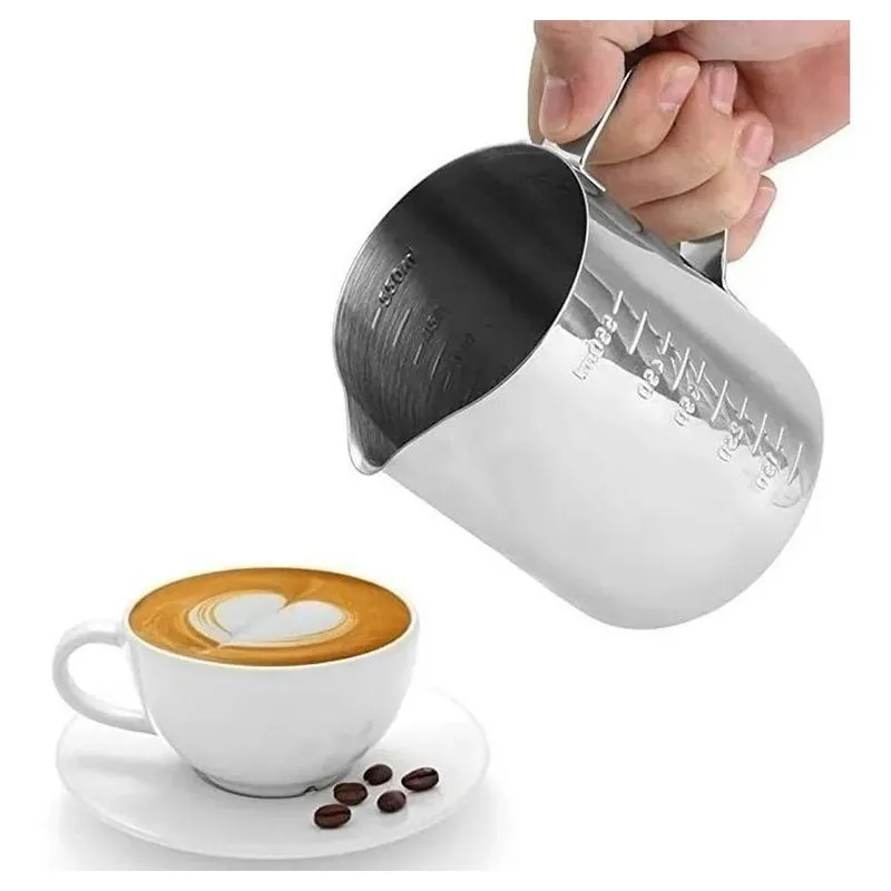 5x Leiteira Pitcher Para Cafe Barista Cappuccino 600ml Aço I