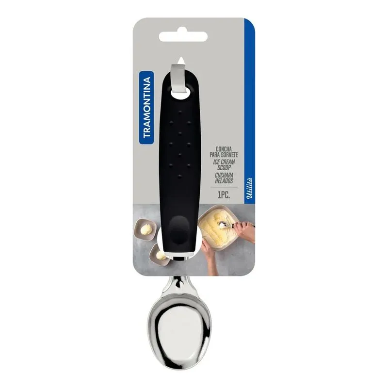 2x Tramontina Pegador Concha Colher Sorvete Açai Inox Cor Pr