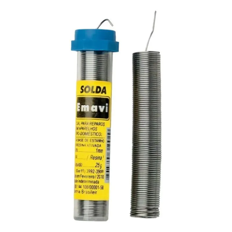 2x Tubo Estanho Para Solda Azul 1mm Emavi - 25 Gramas