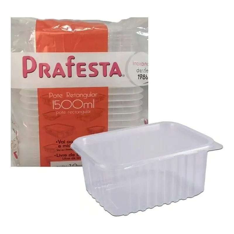 3x Pote Descartável 1500ml Microondas Freezer Marmita Fit 10