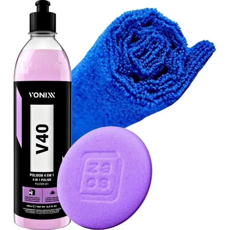 3x Polidor Corte Refino Lustro Protecao V40 Vonixx + Aplicad