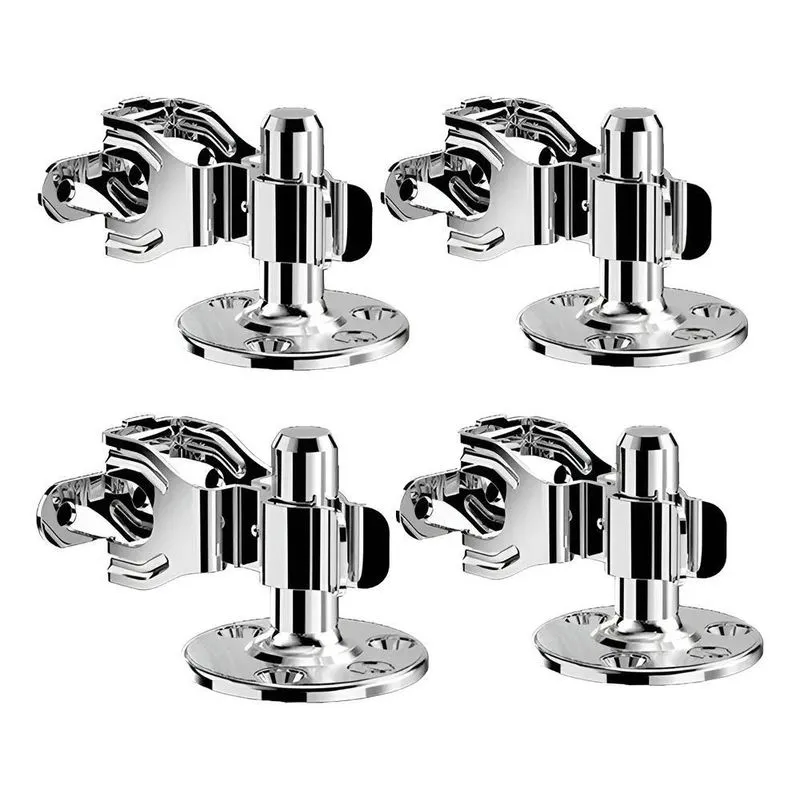 Kit 4 Trava De Piso Fixador Porta Metálico Cromado Soprano