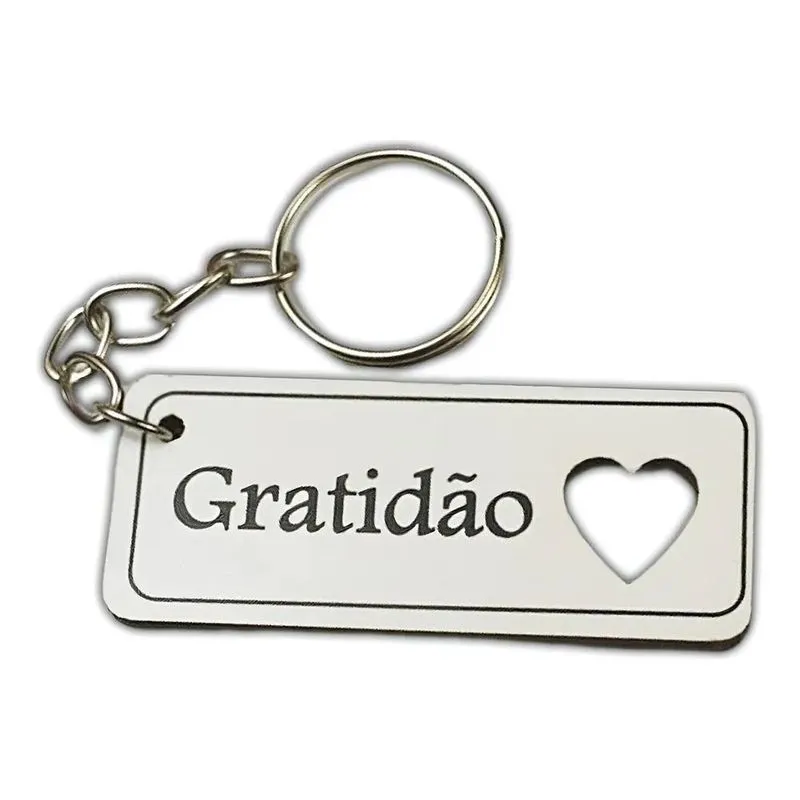 100 Chaveiros Em Mdf Gratidão Lembrancinha Ev Coração Vazado