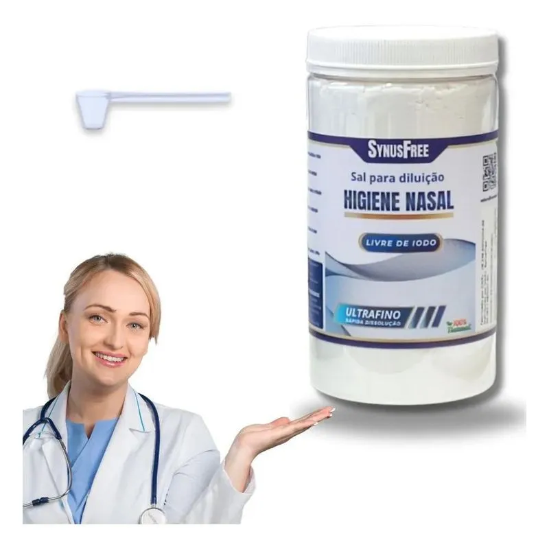 Sal Lavagem Nasal Ultrafino 1kg Sem Iodo Dosador Premium