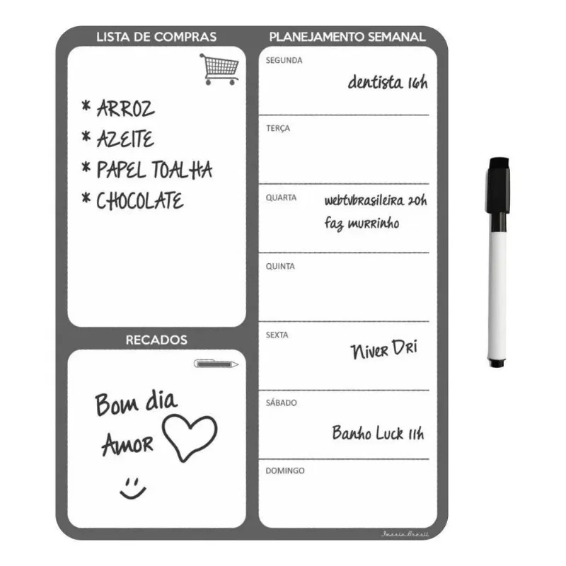 10x Ímã De Geladeira Planner Calendário Semanal Recados Mag