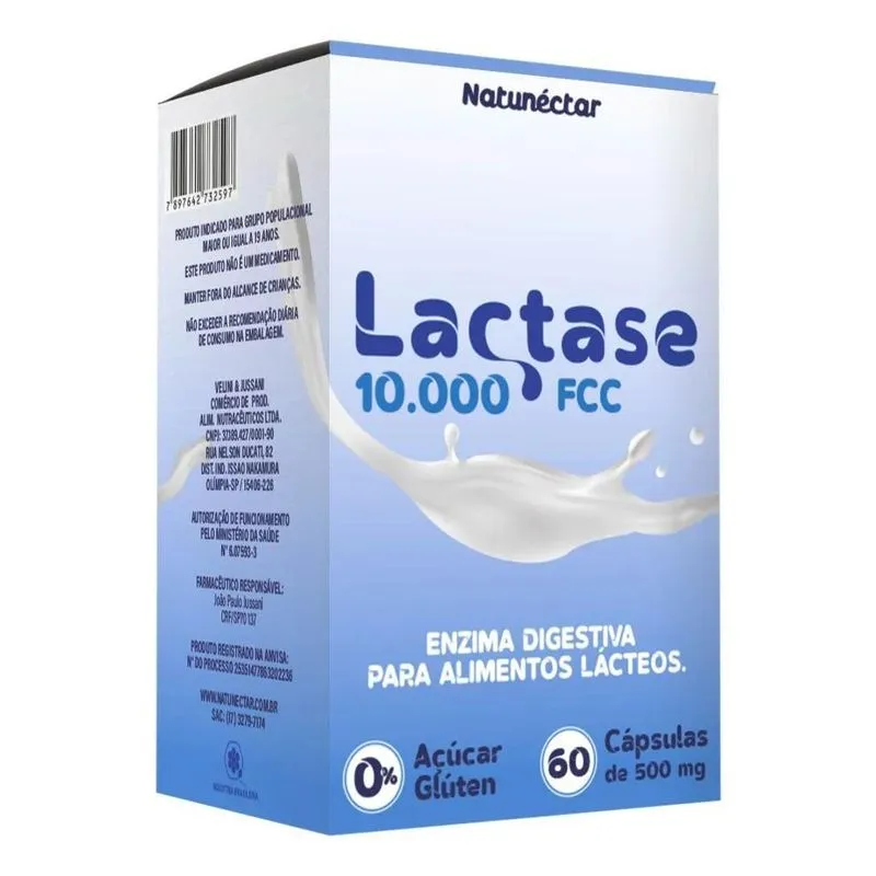 5x Lactase 10.000fcc Enzima 60 Cápsulas Natunéctar Lactose S