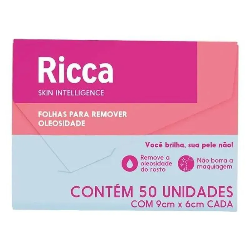 Lenço Removedor De Oleosidade Para Rosto 50 Unidades Ricca