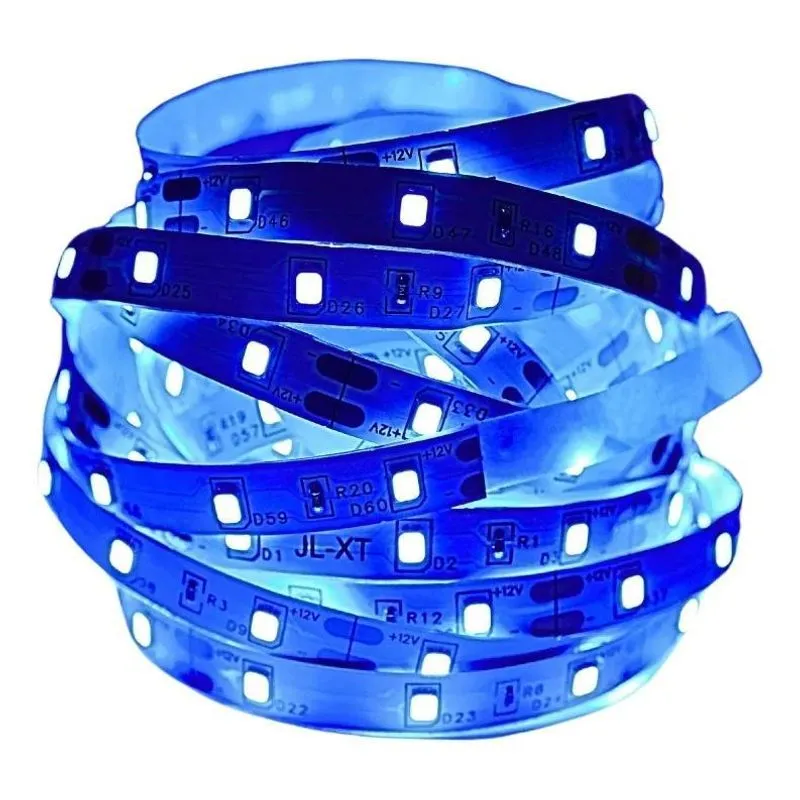 2x Fita Led Azul Fonte 5 Metros Dupla Face S/ Silicone 2835