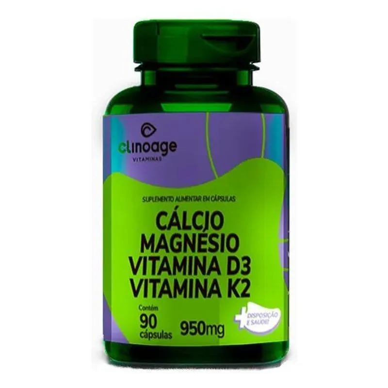 3x Cálcio Magnésio Vitamina D3 E Vit K2 90 Cápsulas Clinoage