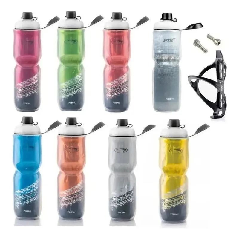 Garrafa Caramanhola Térmica 700ml Com Suporte Para Bicicleta
