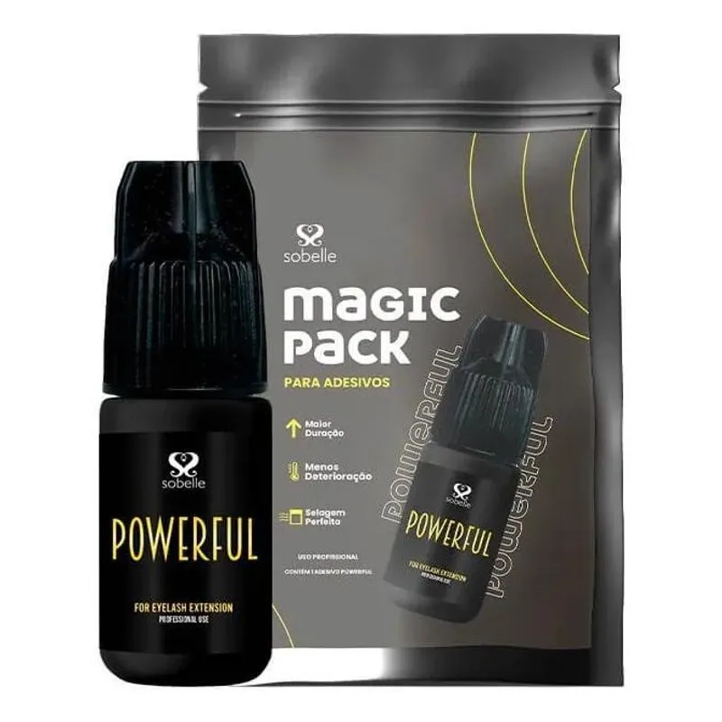 5x Cola Powerful Cílios Fio A Fio E Volume Russo Sobelle 3ml