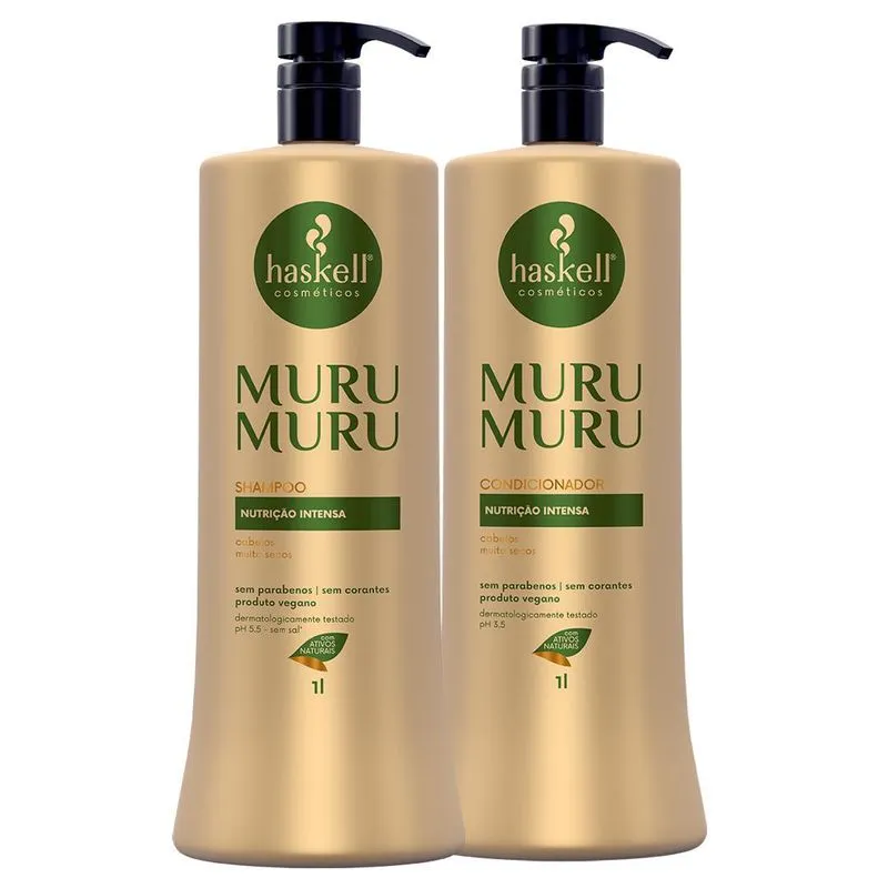 Kit Shampoo e Condicionador Nutrição e Hidratação Murumuru 2x1L Haskell Cabelos Muito Secos Kit Shampoo + Condicionador Haskell Murumuru 1L