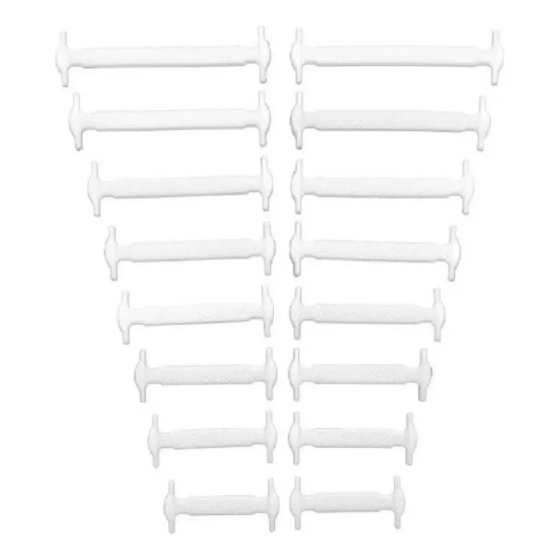 3x 16 Cadarços Silicone Elástico Branco / Preto Serve 2 Têni