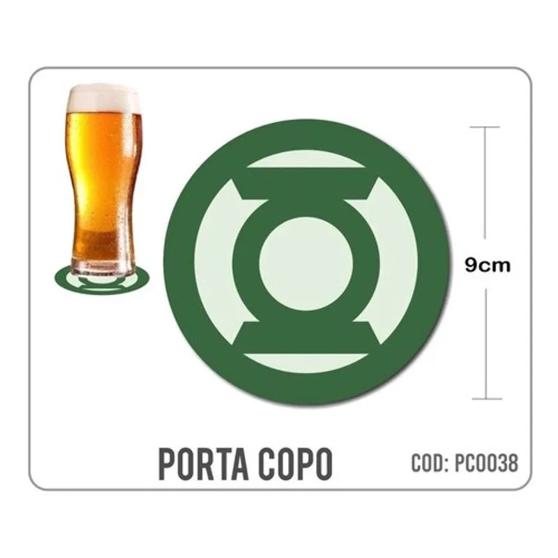 8 Bolachas Porta Copo Emborrachado - Lanterna Verde - Oferta