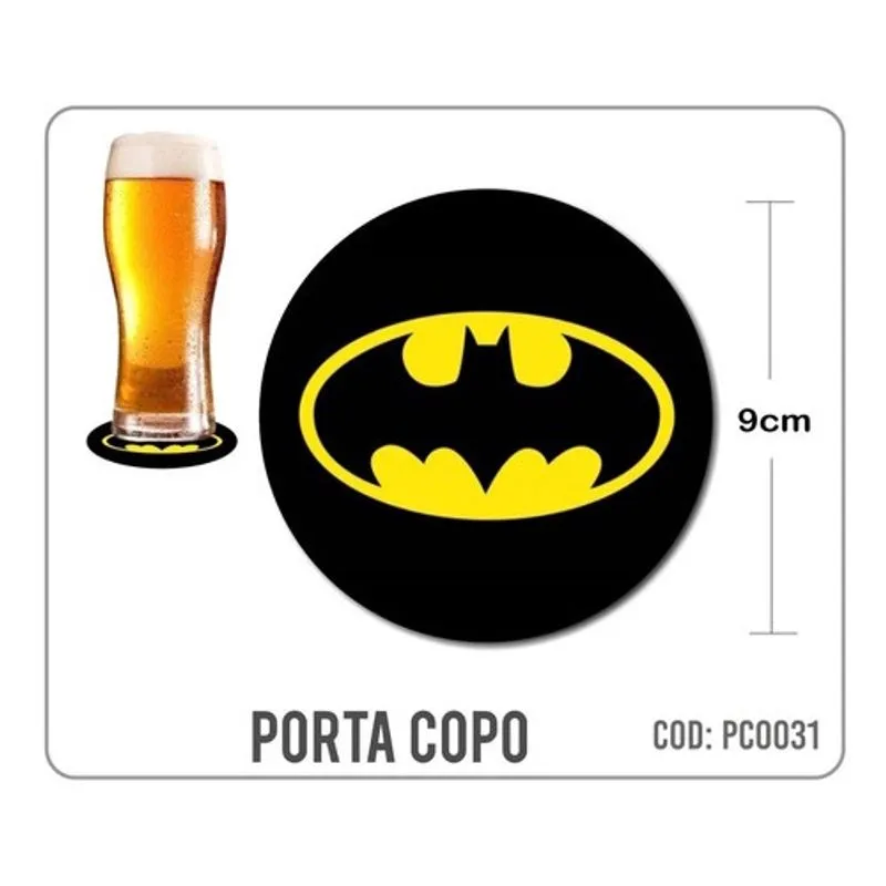 8 Bolachas Porta Copo Emborrachado - Batman - Oferta