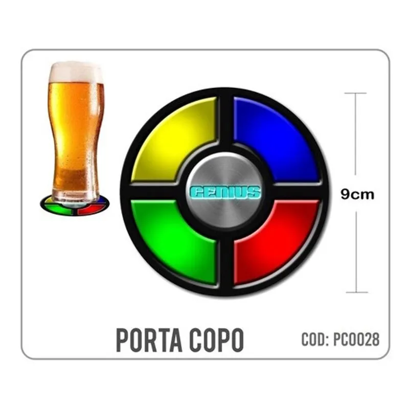 8 Bolachas Porta Copo Emborrachado Brinquedo Genius Oferta