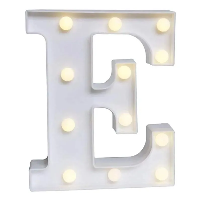 5x Luminária Decorativa Led 3d Letra E Branca 22cm Decoração