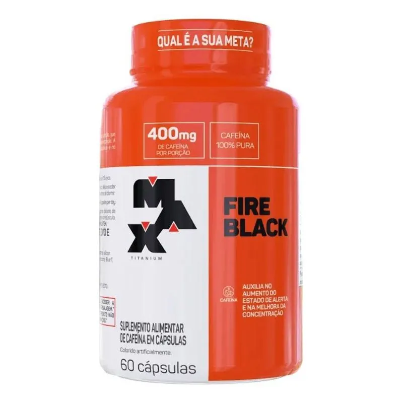 10x Pote Termogênico Fire Black 60 Cáps Max Titanium Sem Sa