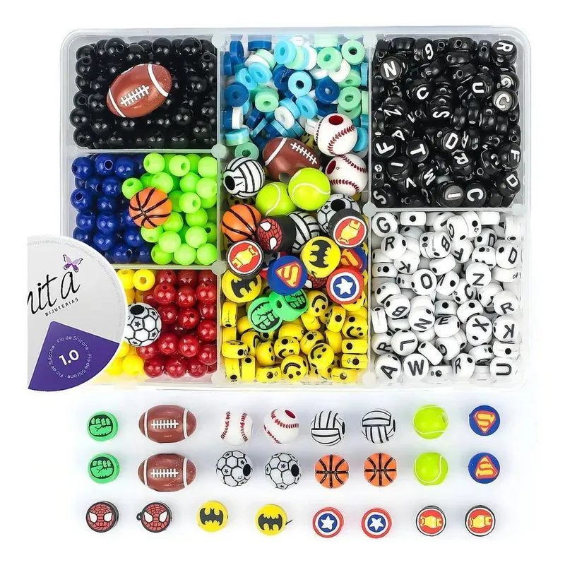 3x Kit Miçangas Infantil Menino Montar Pulseiras 1300 Pç