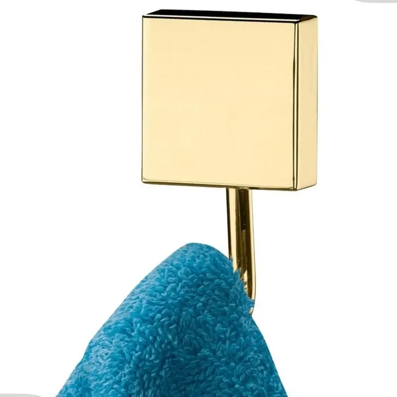 2x Suporte Gancho Para Parede Banheiro Porta Toalha Dourado