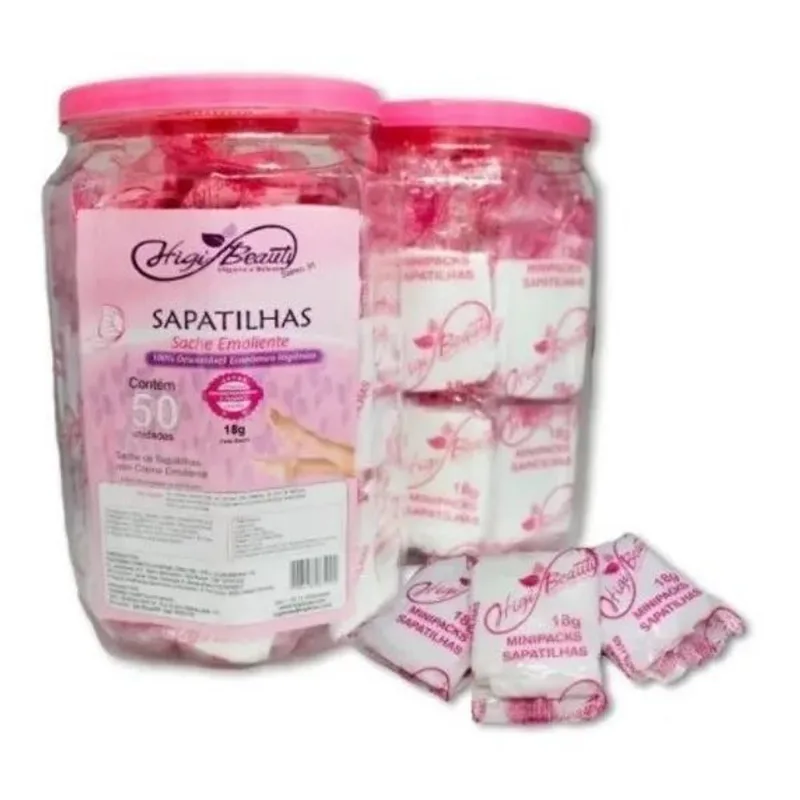 Pote Sapatilhas Com Creme Emoliente - 50 Pares Kit Pedicure