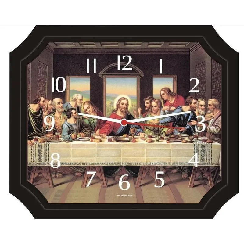 5x Relógio De Parede Santa Ceia Retangular 23,5 X 27,5 Cm