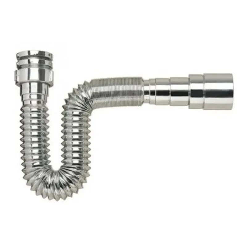 5x Sifão Tubo Extensivo Universal Metalizado 70cm Cor Pratea