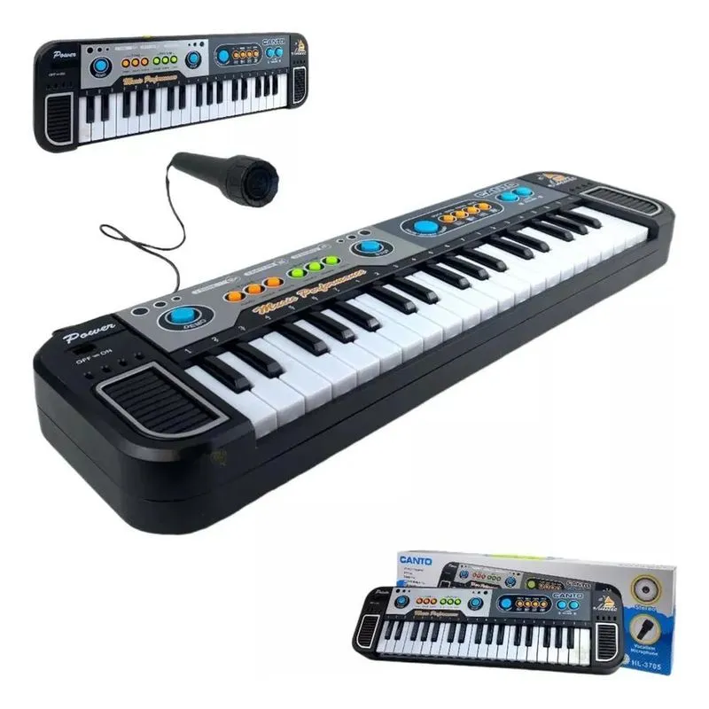 5x Piano Teclado Infantil Microfone Cantar Brinquedo Musical