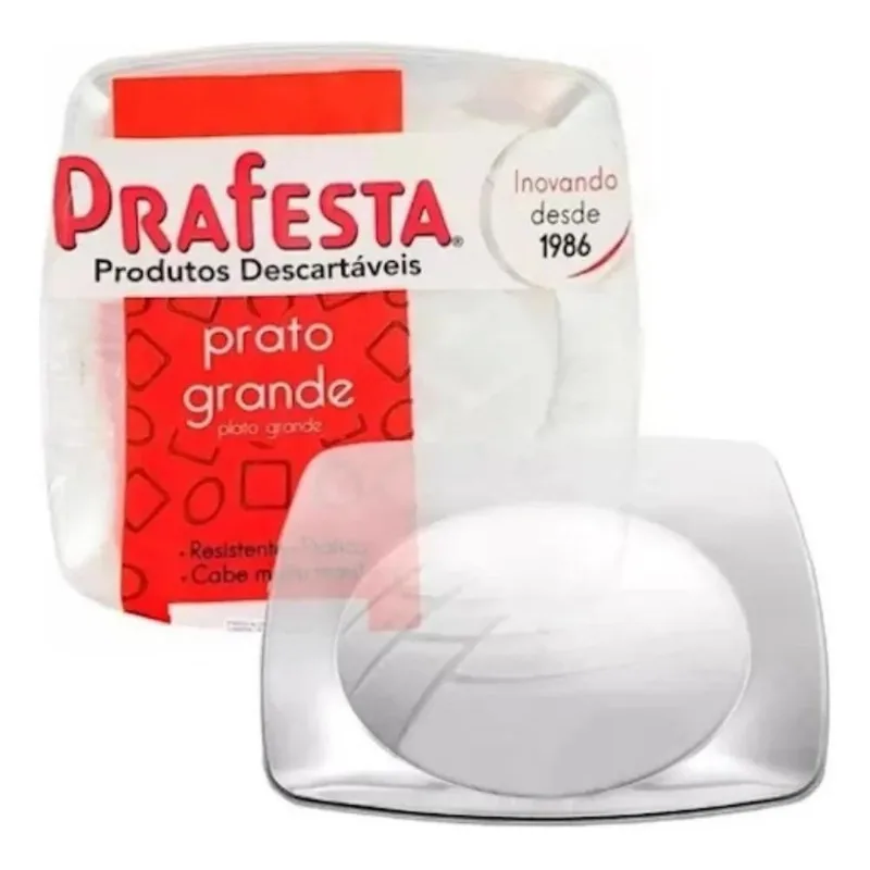 3x Prato Acrílico Quadrado Grande De Festa 21cm 30unidades C
