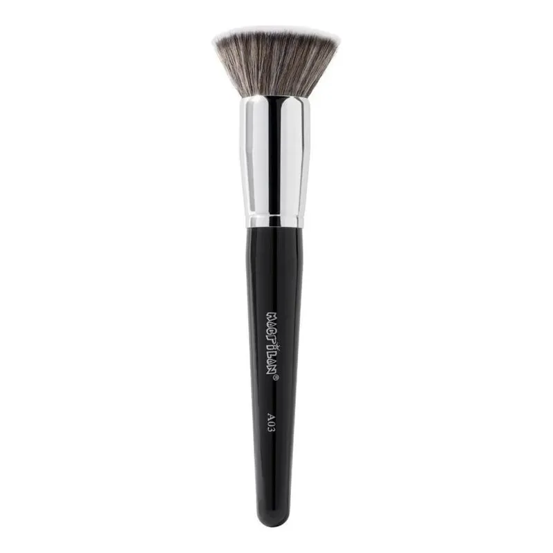 Pincel Kabuki Reto A03 Macrilan Preto E Cromado