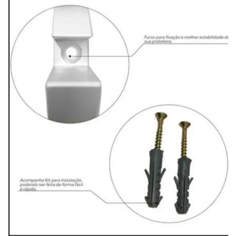 Kit 8 Suporte Bico De Tucano Para Prateleiras Branco