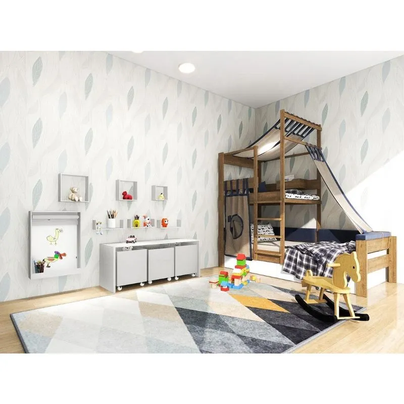 Combo 3 Baú Com Mesa Para Quarto Infantil, Crianças
