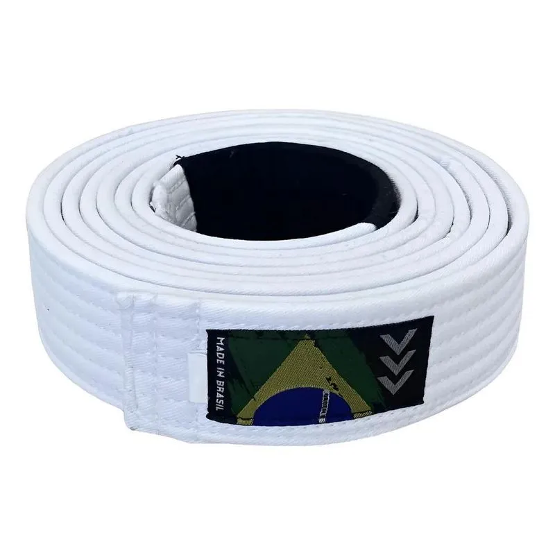 5x Faixa Branca De Jiu Jitsu Com Ponta Preta