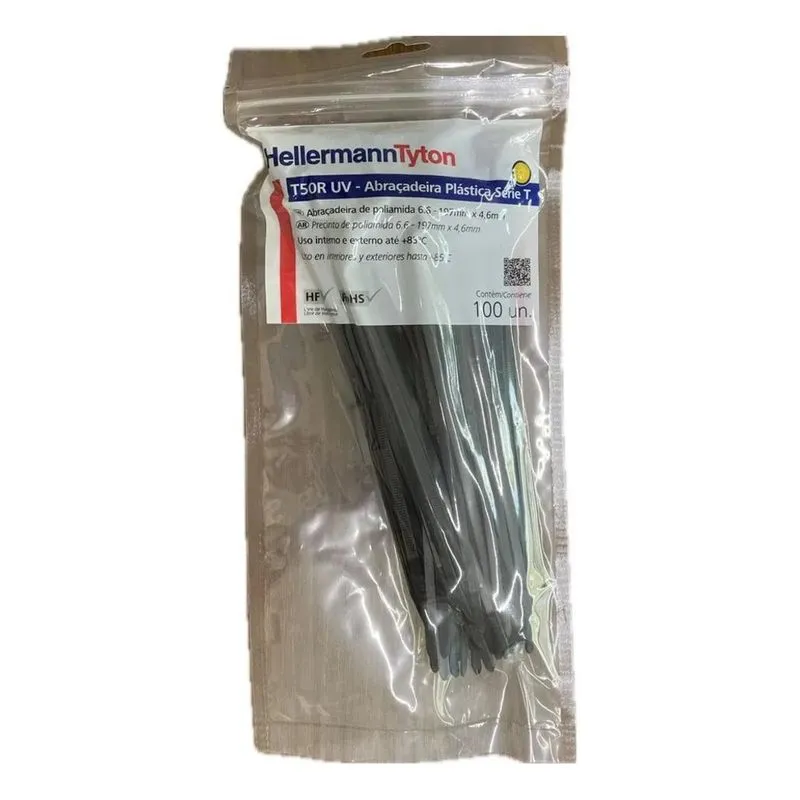 2x Abraçadeira T50r Pt 200 X 4,6 Mm De Nylon Hellermanntyton