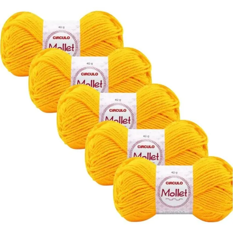 5x Fio Ideal Para Artesanato - Kit 5 Novelos Lã Mollet 40g
