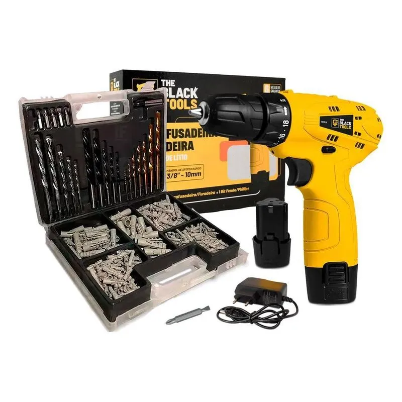 3x Furadeira Parafusadeira A Bateria 12v 3/8 + Acessórios